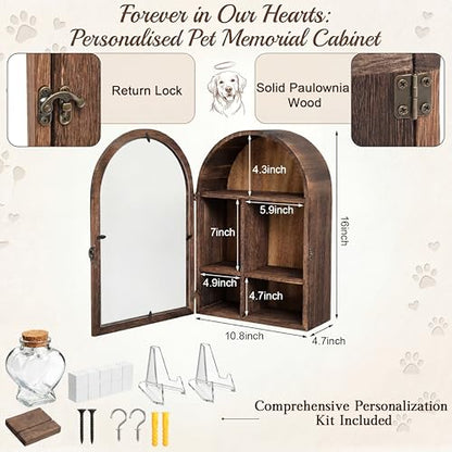 Threehoney Pet Memorial Shadow Box 10.8*16 Inch Solid Wood Shadow Box with Shelves Keepsakes for Deceased Pets Dogs and Cats Remembrance Loss Sympathy Gift Tabletop Wall Hanging(Carbonization Black)
