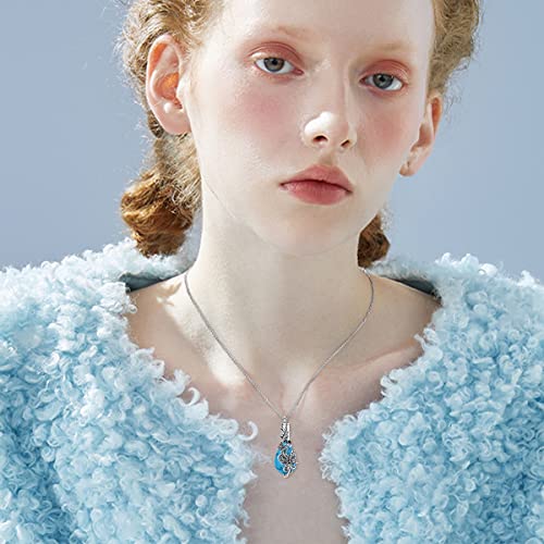 PELOVNY Urn Necklace for Ashes 925 Sterling Silver Butterfly Dragonfly Bee Phoenix Hummingbird Urn Necklaces Animal Crystal Cremation Jewelry for Ashes Cat Dog Pet Memorial Gifts - color: 02-Butterfly Turquoise Urn