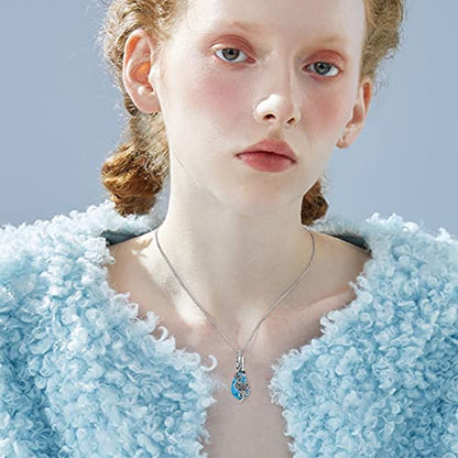 PELOVNY Urn Necklace for Ashes 925 Sterling Silver Butterfly Dragonfly Bee Phoenix Hummingbird Urn Necklaces Animal Crystal Cremation Jewelry for Ashes Cat Dog Pet Memorial Gifts - color: 02-Butterfly Turquoise Urn