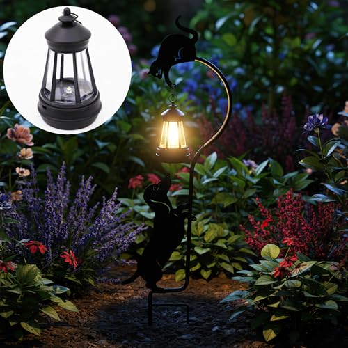 Solar Dachshund Lantern Garden Stake 26in Metal Dog Night Light Outdoor - color: Black Dachshund
