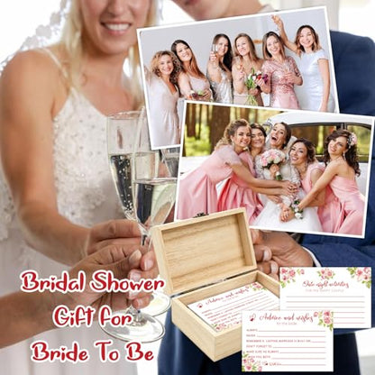 Advice For The Bride Cards,50 Pcs Advice and Wishes Cards Box - color: Pink Flower