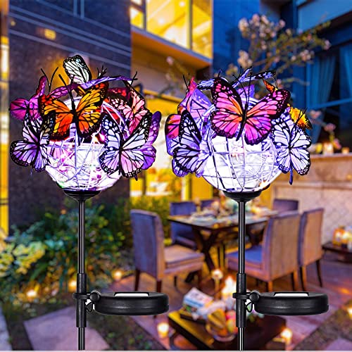 Weepong Outdoor Solar Lights 2 Pack, 18 Butterflies Solar Garden Lights