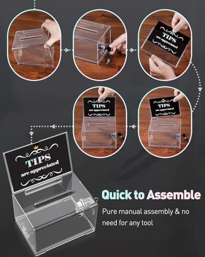 Uniclife 6.2"x 4.7" x 4" Acrylic Donation Ballot Box with Slot and Lock - color: Standard