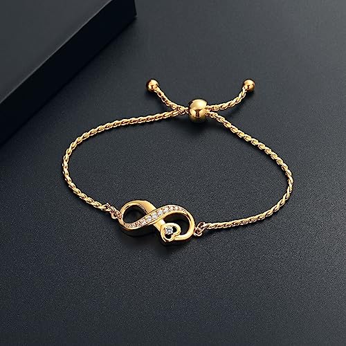 Urn for Ashes Infinity Bracelet for Women Girl Cubic Zirconia Cremation Keepsake Jewelry Gift for Human - color: Gold