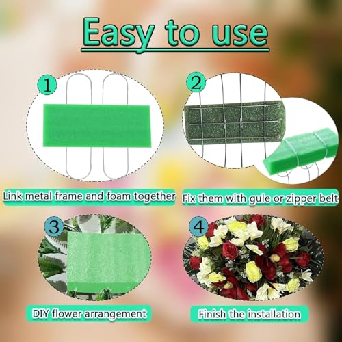 GRPFS 3 Pack Cemetery Saddles for Headstones 12 Inch Galvanized Gravestone Saddle with Flower Foam Blocks，Cemetery Headstones for Graves