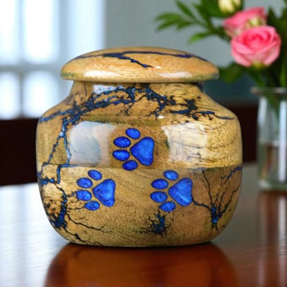 Wooden Cremation Urn for Pet Ashes – Resin Keepsake Urn for Dogs – Decorative Burial and Memorial Box (Medium - 80 lbs) - size: Medium - 100 lbs