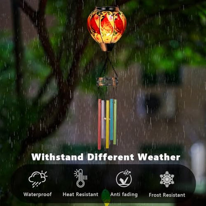 40.2" Red Cardinal Solar Wind Chimes with Lanterns for Outside - color: C-cardinal