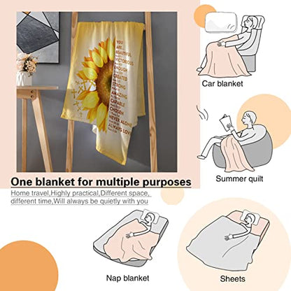 AMITAYUS Yellow Sunflower Prayer Blanket Bible Verse Healing Inspirational Sympathy Fleece Throw Religious Christian Gifts for Women Wife - Womens Gift Ideas - 60''x80'' - color: Christian Bible Verse, size: Large 80"x60