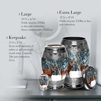 Deer Keepsake Keepsake Urns for Human Ashes with Velvet Gift Box for Cremation Keepsakes for Ashes - Small Cremation Urn and Small Keepsake Urn Set of 4 - color: Divine Deer