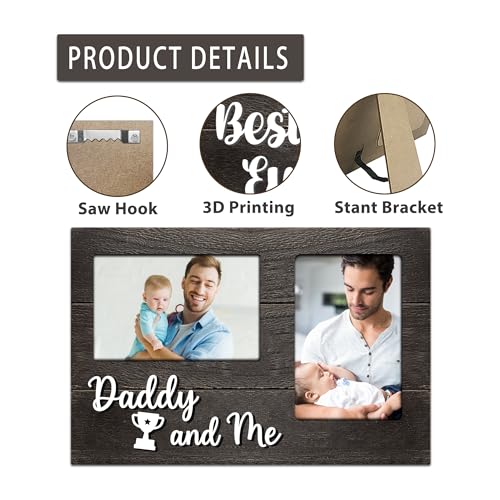 First Christmas for New Dad Gifts, Daddy & Me Baby 3D Photo Frame Hold 4x6 Inches Two Photos, New Dad Birthday Gift for Dad & Baby, Dad Gifts First Time Picture Frames Present - color: new dad