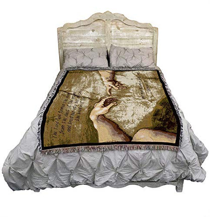 Pure Country Weavers Hands of God & Adam Blanket - Michelangelo Sistine Chapel Creation of Adam - Scriptures - Genesis 2:7 - Religious Gift Tapestry Throw Woven from Cotton - Made in the USA (72x54) - color: Genesis 2:7