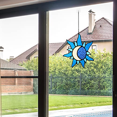 Sun and Moon Stained Glass Window hangings,Suncatcher for Winodw - color: Sunmoon