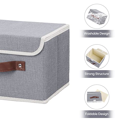 ANMINY Fabric Storage Box Bins with Lids, Gray, 10"x8"x7", 2 Pack - color: Gray, size: Small (Pack of 2)