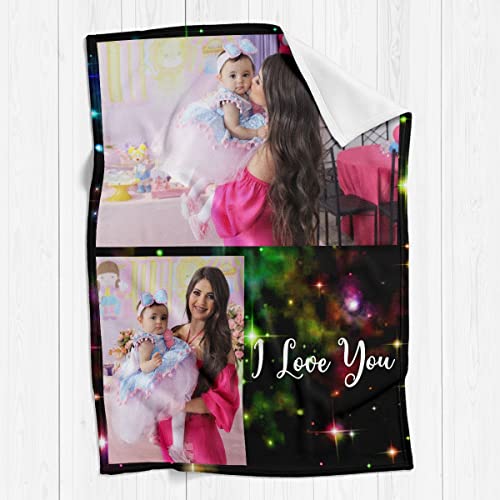 Printwoo Personalized Gifts for Mom, Custom Blanket with Photos, Personalized Photo Blankets Using My Own Photos, Customized Blankets with Pictures, Birthday Gifts for Women Men Baby Child - color: 2 Photos