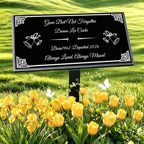 Custom Engraved Granite Memorial Stone, Personalized Photo Grave Marker, Outdoor Cemetery Garden Headstone, Traditional Style, 12x6x0.3 Inch (Personalized Memorial Plaque) - color: Personalized Memorial Plaque