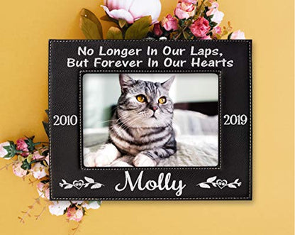 Stocking-Factory Personalized Cat Sympathy Gift Picture Frame Pet Loss Engraved (Gold or Silver) Photo Plaque In Loving Memory Beloved Dog