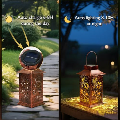 Homemory Gifts for Women, Hummingbird Solar Lanterns Outdoor Waterproof | Solar Decoration with Led Glow and Waterproof Metal Design, Ideal for Garden, Yard, Patio, Porch, Birthday Gifts - style: Hummingbird Square