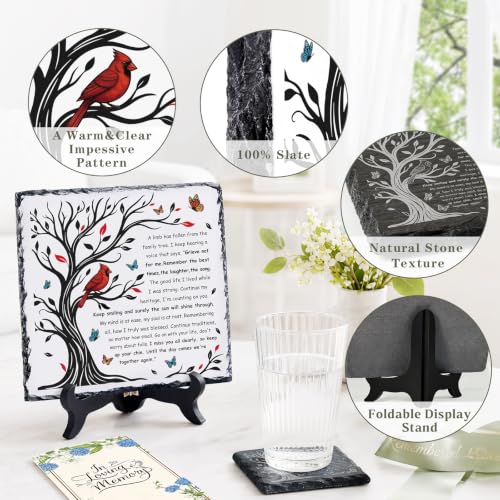 Cardinal Slate Plaque Sympathy Gifts for Loss of Loved One | A Limb Has Fallen from the Family Tree, Funeral Favors Baskets, Remembrance Memorial Condolence Bereavement Gift