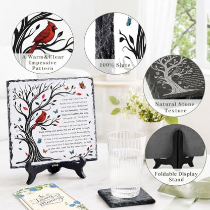 Cardinal Slate Plaque Sympathy Gifts for Loss of Loved One | A Limb Has Fallen from the Family Tree, Funeral Favors Baskets, Remembrance Memorial Condolence Bereavement Gift