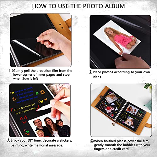 Leather photo Album Self Adhesive Pages, Handamde Leather Scrapbook Photo Album, Wedding Family Album, Holds 3x5, 4x6, 5x7, 6x8 Photos - Coffee - color: Coffee, size: 9.6x9.6x1.3