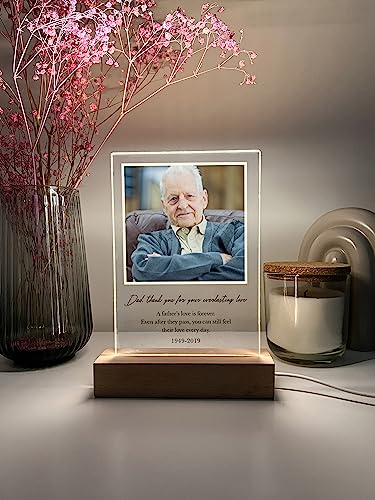Custom Personalized Photo LED Picture Frame Sympathy Memorial In Loving Memory of Loved One Heaven Bereavement Remembrance Condolence Gifts for Loss of Mother Father Grandmother Grandfather Mom Dad