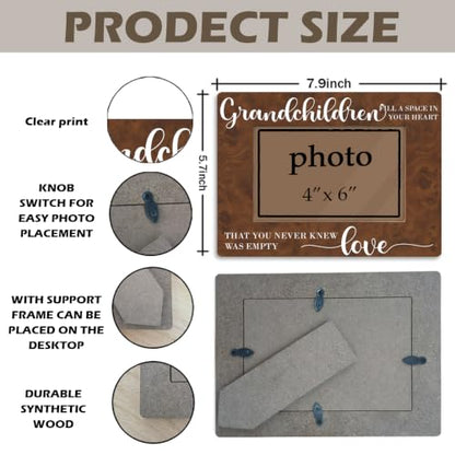 Grandparents Picture Frame, Grandchildren Fill a Space In Your Heart Wooden Tabletop Picture Frames, Grandparents Day Birthday Gifts Wooden Photo Frame Fitting a 4 x 6 Inch Photo - color: Grandchildren Fill a Space In Your Heart