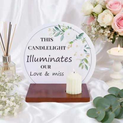 PH PandaHall Memorial Candle Holder Sympathy Gifts Acrylic Wedding Sign with Wooden Stand Memorial Table Sign for Loss of Loved Memorials Service Ceremony Decor Bereavement Gift, 5.9x10.6 Inch