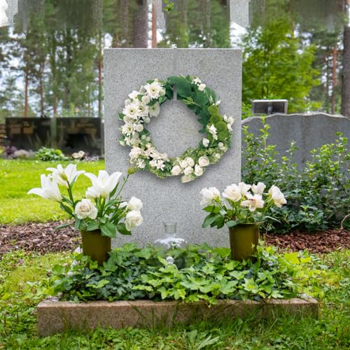 2Pcs Christmas Headstone Wreath Hanger, Adjustable Grave Wreath Hook Stands for Tombstone Grave Decoration (6.2-11Inch)