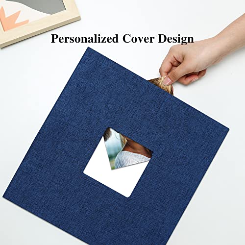 Vienrose Large Photo Album Self Adhesive for 4x6 8x10 Pictures Linen Scrapbook Album DIY 40 Blank Pages with A Metallic Pen - color: Blue, size: 11"x10.6" 40Pages
