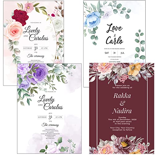 Customized inner page Laser Cut Wedding Invitations Card Pocket with Envelope for Birthday Party Baby or Bride Shower Invite suitable for 5 * 7 Inches Insert Paper (50 PCS Personalized Printed) - color: 50 PCS Personalized Printed