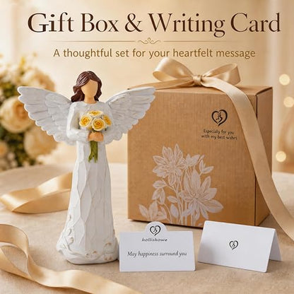 Retirement Gift for Woman, Happy Retirement Gift for Woman, 7" Angel Figurine for Retirement Party Decorations, Retired Gifts for Coworkers Friends,Angel Statue Holding Flowers - style: Retirement Gift