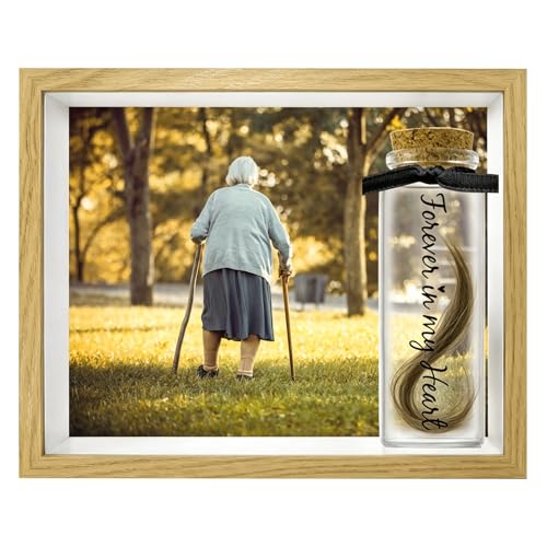 Personalization Memorial Photo Frame with Glass Keepsake Jar，Perfect for Preserving Loved One’s Hair & Memories，Sympathy Bereavement Gift - Holds 4x6 inch pictures (wood 4) - color: wood 4