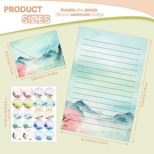TaoBary 160 Pcs Ink Painting Stationery Paper and Envelopes Set - size: 5.5 x 8.25 Inch, style: Ink Painting