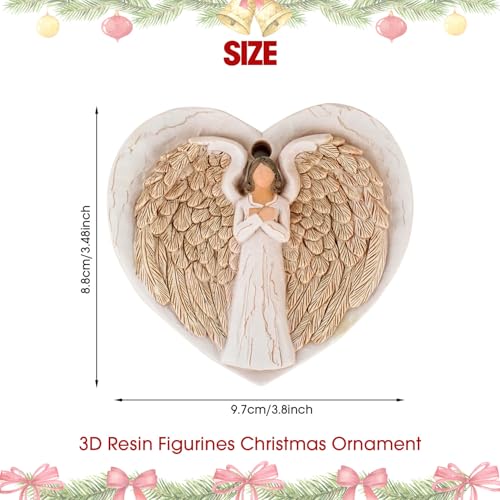 3D Angel Wings Figurines Ornaments for Christmas Tree - Memorial Ornaments for Loss of Loved One - Christmas in Heaven Sympathy Gifts for Guardian Angel - style: Angel