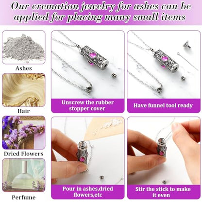 Jexine 10 Pcs Urn Necklace Cremation Jewelry for Men - color: Blue, Purple