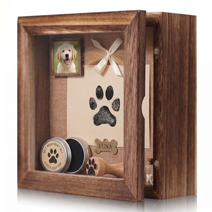 Shadow Box Frame 5x5 , Small Shadow Box Frame Display Case with Linen Backing and Push Pins for Memorabilia, Flowers, Medals – Wall Mounted or Tabletop – Rustic Carbonized Brown - color: 01