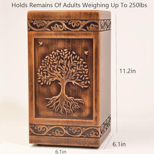 Handmade Wooden Engraved Urn for Human Ashes 250lbs Adult Male Female Satin Bag Tree of Life Cremation urns pet Dog cat Box