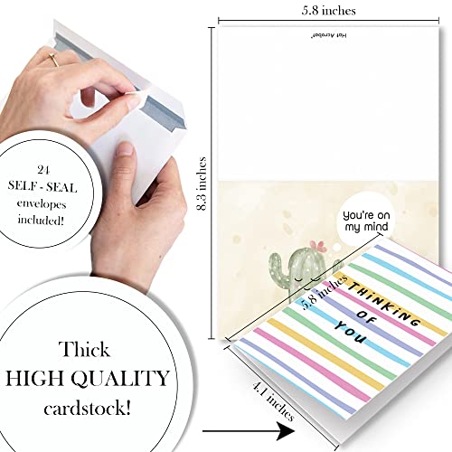Thinking of You Cards with Envelopes - 24 Thinking of You Greeting Cards with Unique Designs and Inspiring Words - The Perfect Encouragement Cards to Send to a Close Friend, Relative or Loved One (24) - color: Huge Variety