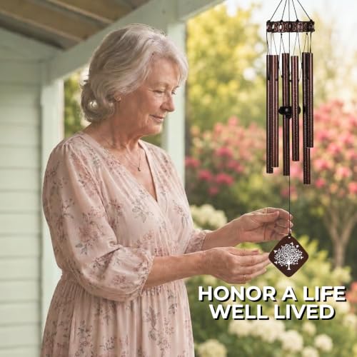 Memorial Wind Chimes for Loss of Loved One – Sympathy Gift with Soothing Deep Tones, Premium Outdoor Aluminum Wind Chime, Bereavement Gift for Loss of Mom, Dad, Husband, Wife, Friend - Bronze - size: A-Bronze Tree of life