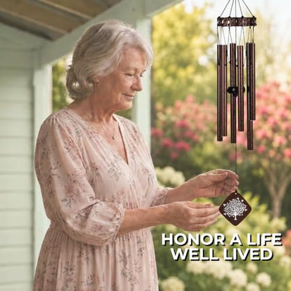 Memorial Wind Chimes for Loss of Loved One – Sympathy Gift with Soothing Deep Tones, Premium Outdoor Aluminum Wind Chime, Bereavement Gift for Loss of Mom, Dad, Husband, Wife, Friend - Bronze - size: A-Bronze Tree of life