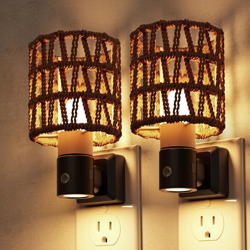 L LOHAS LED Cylindrical Ironwork Boho Lampshade Decor Night Light - color: Cylindrical Ironwork Boho-3000K, size: 2 Pack