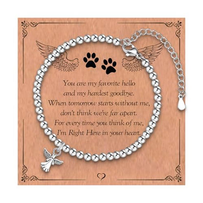 Sympathy Gifts for Loss of Loved One, Memorial Bereavement Gifts for Loss of Mother Father Husband Pets, Angel Bracelet Beads for Women - style: loss of dog