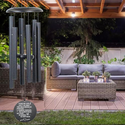 Sympathy Wind Chimes, 40" Memorial Wind Chimes for Loss of Loved One, Sympathy Memorial Bereavement Gift,in Memory of Loved One Loss of Mother Father，Home Decor Garden Patio Outdoor (Black)
