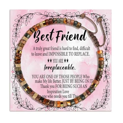 Inspirational Birthday Gifts Healing Stone Bracelets for Women Best Sister Girls - color: Friend
