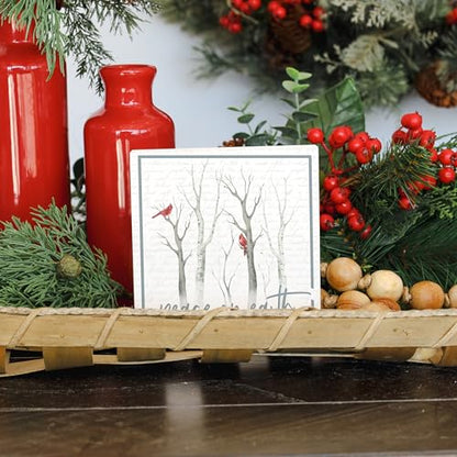 Simply Said, INC Small Talk Squares - Peace on Earth - 5.25 x 5.25 in Distressed Rustic Sign STS1700 - color: Peace on Earth