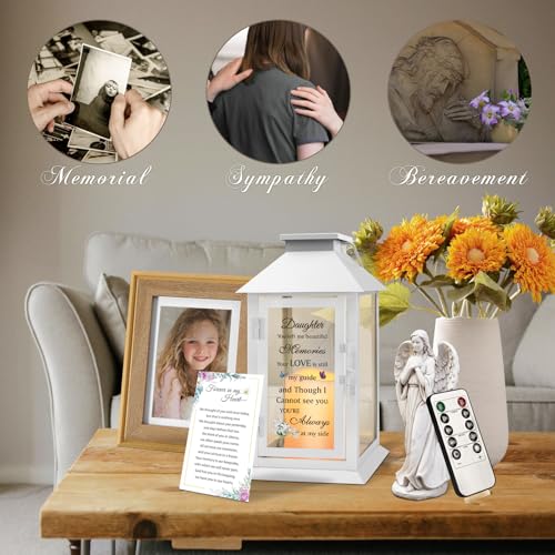 Memorial Lantern for Loss of Daughter - Sympathy Gift with LED Candle - color: Daughter