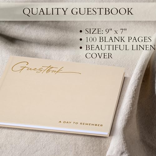 Beautiful Wedding Guest Book for Your Wedding Reception w/ Polaroid Photos | Simply Elegant Guestbook to Sign in and Add Photos - The Perfect Baby Shower Guest Book for the Special Day - color: Beige