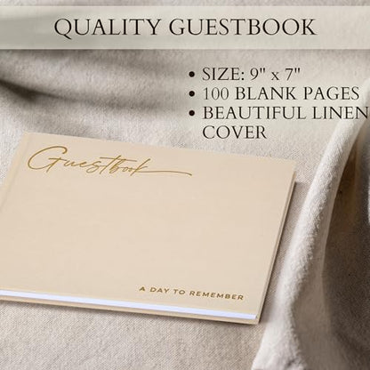 Beautiful Wedding Guest Book for Your Wedding Reception w/ Polaroid Photos | Simply Elegant Guestbook to Sign in and Add Photos - The Perfect Baby Shower Guest Book for the Special Day - color: Beige