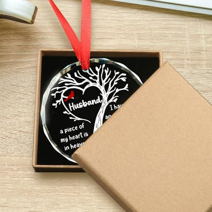Memorial Sympathy Gifts for Loss of Husband Loved One, in Memory of Loved One Gifts, Bereavement Remembrance Gift for Loss of Husband, Memorial Gift for Men Glass Ornament