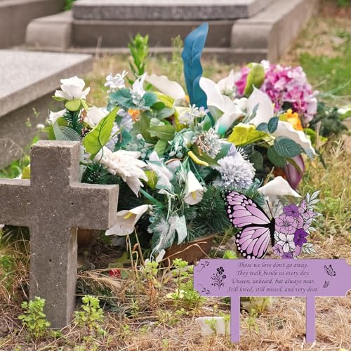 Rngmsi Metal Purple Butterfly Memorial Garden Grave Stake Loss Loved One | Metal Purple Butterfly Memorial, Loss Loved One, Cemetery Yard - style: Butterfly